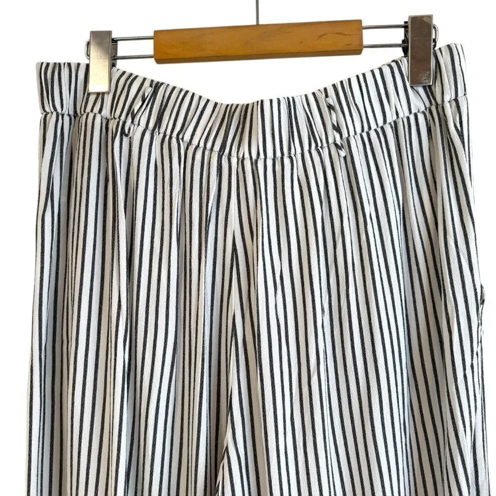 Wilfred by Aritzia Faun White and Grey Striped Wide-Leg Pant Size Large - Picture 6 of 9